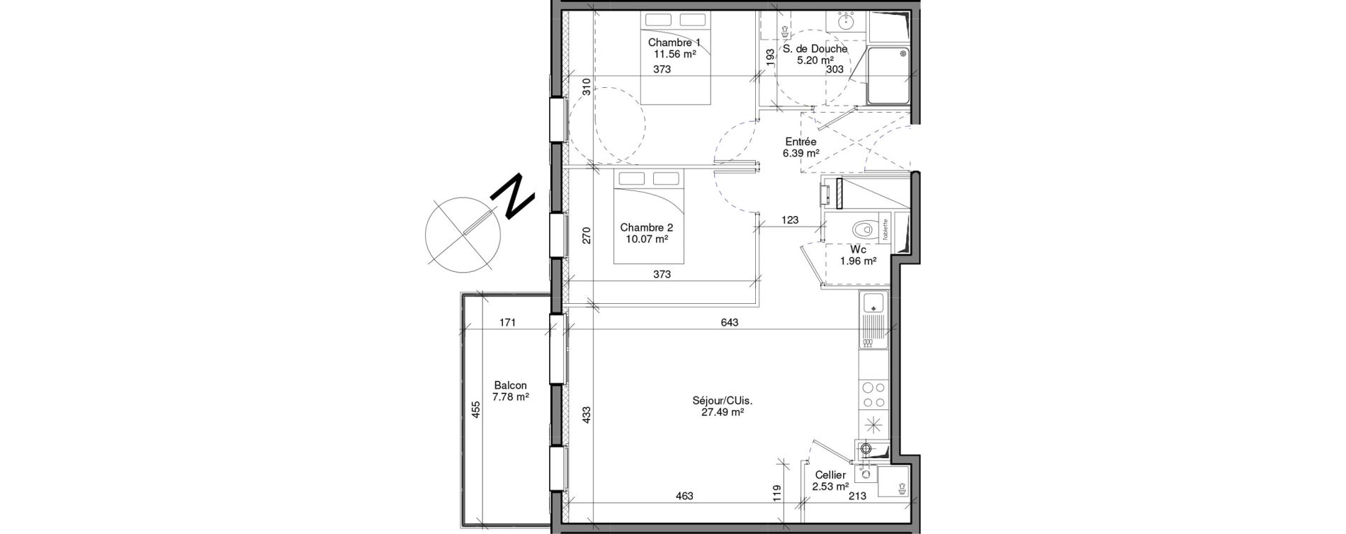 Appartement T3 de 65,21 m2 &agrave; Honfleur Centre
