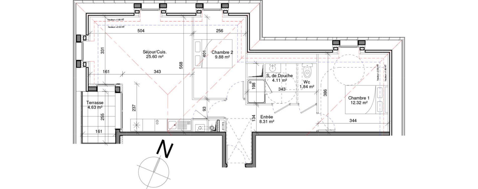 Appartement T3 de 62,06 m2 &agrave; Honfleur Centre