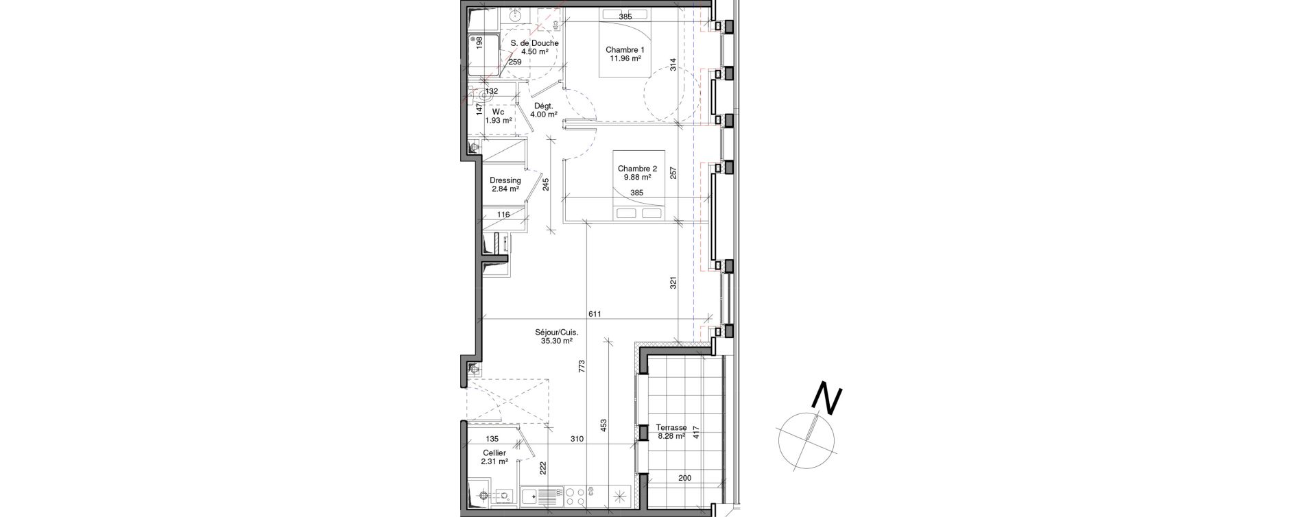 Appartement T3 de 69,89 m2 &agrave; Honfleur Centre
