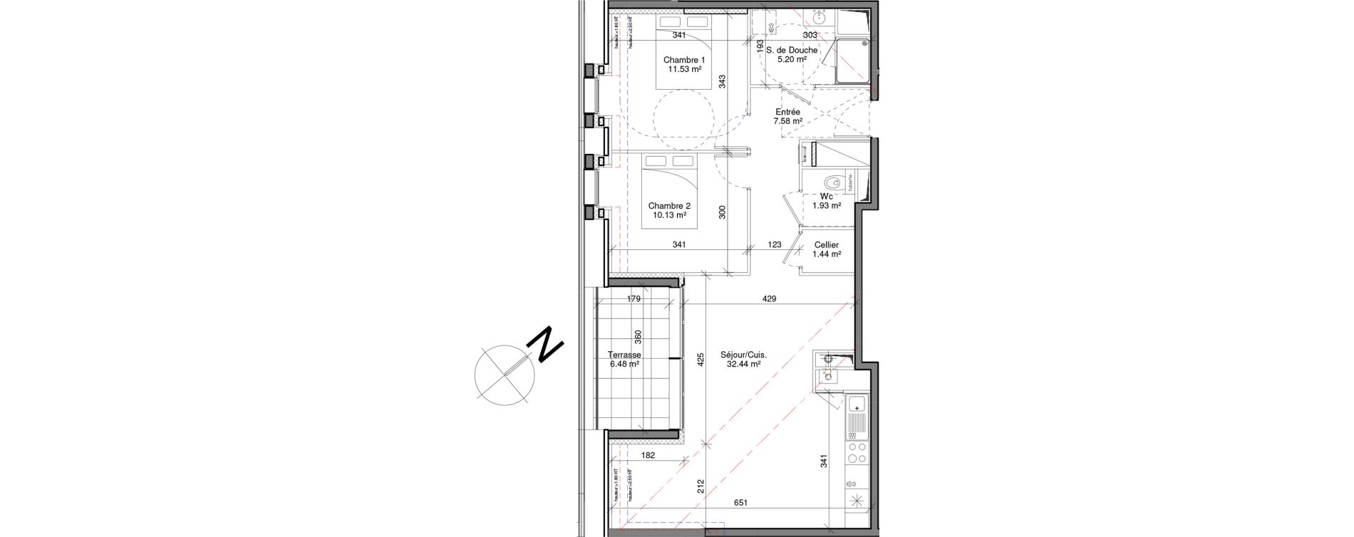 Appartement T3 de 70,25 m2 &agrave; Honfleur Centre