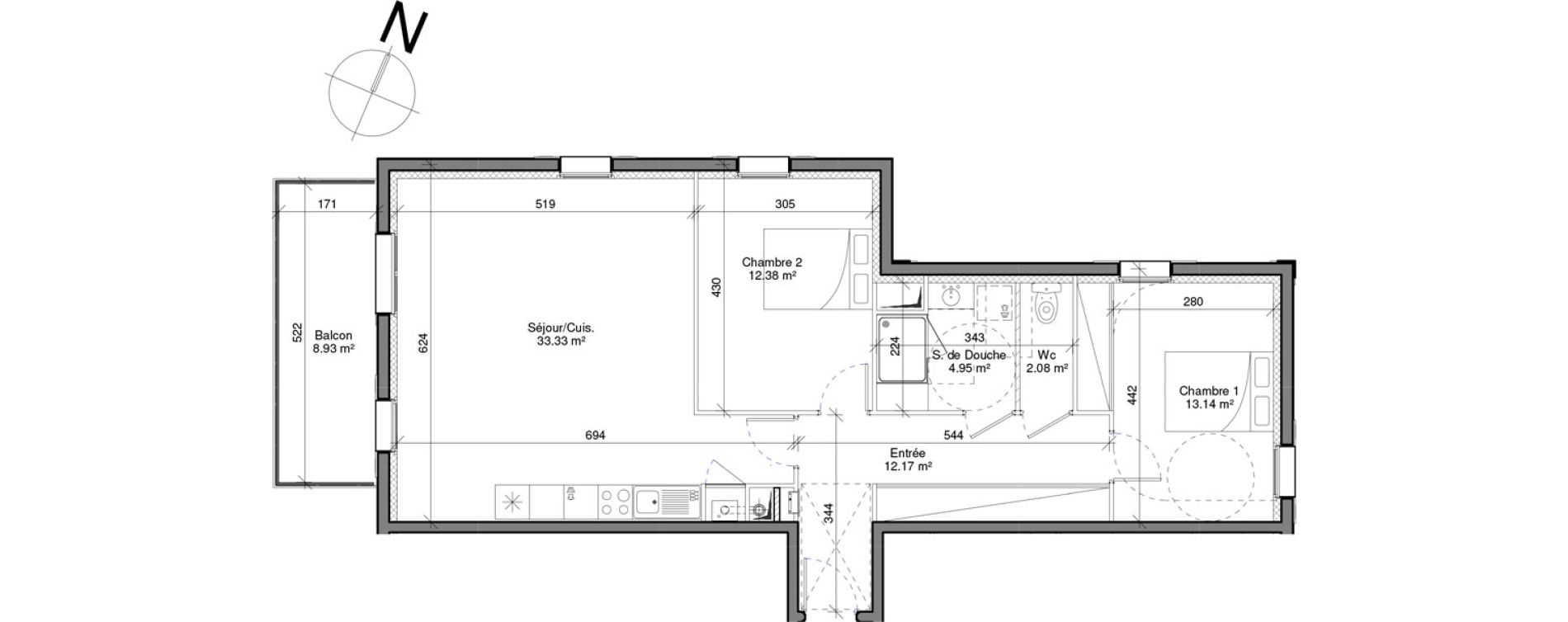 Appartement T3 de 78,05 m2 &agrave; Honfleur Centre