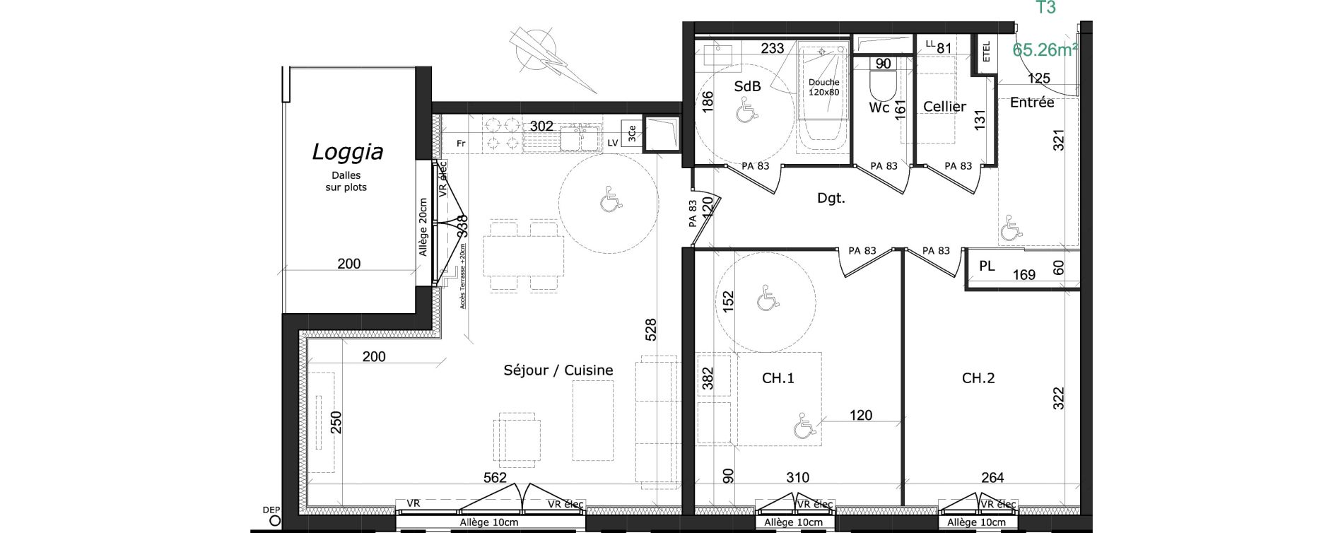 Appartement T3 de 65,25 m2 &agrave; Honfleur Centre