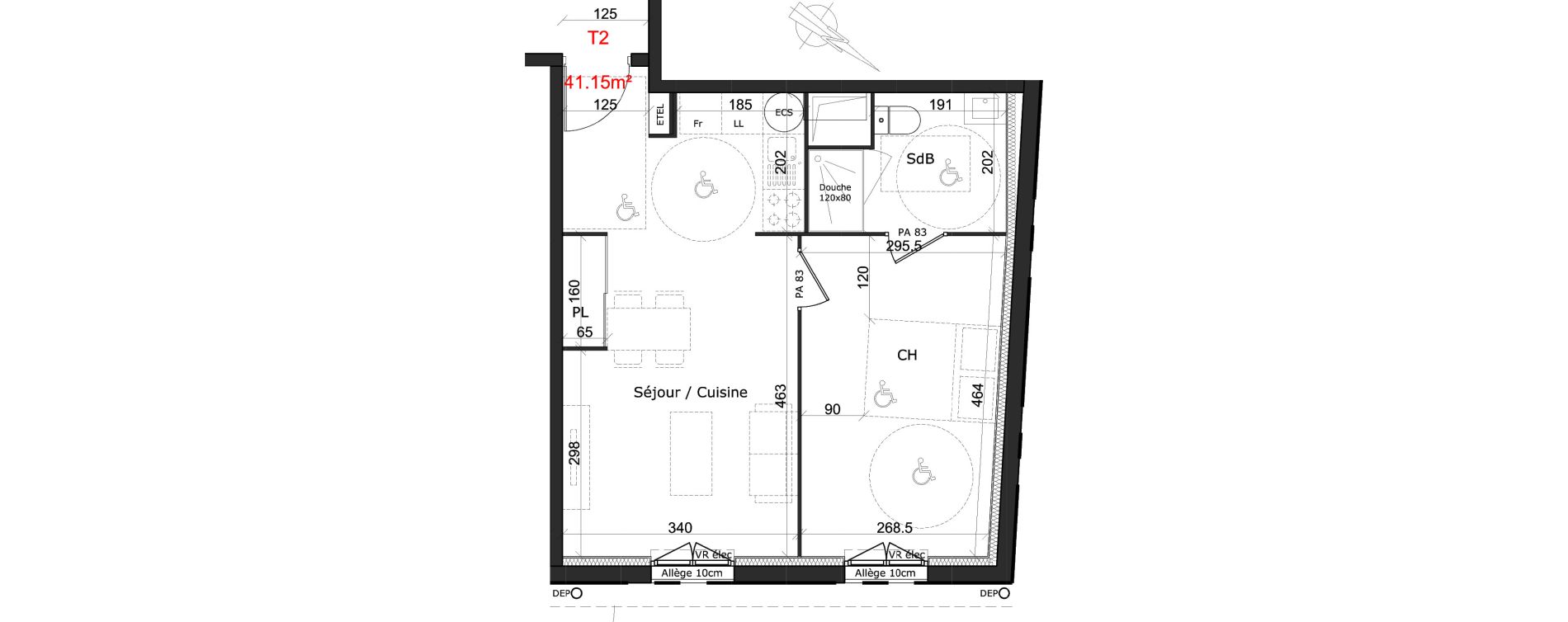 Appartement T2 de 41,15 m2 &agrave; Honfleur Centre