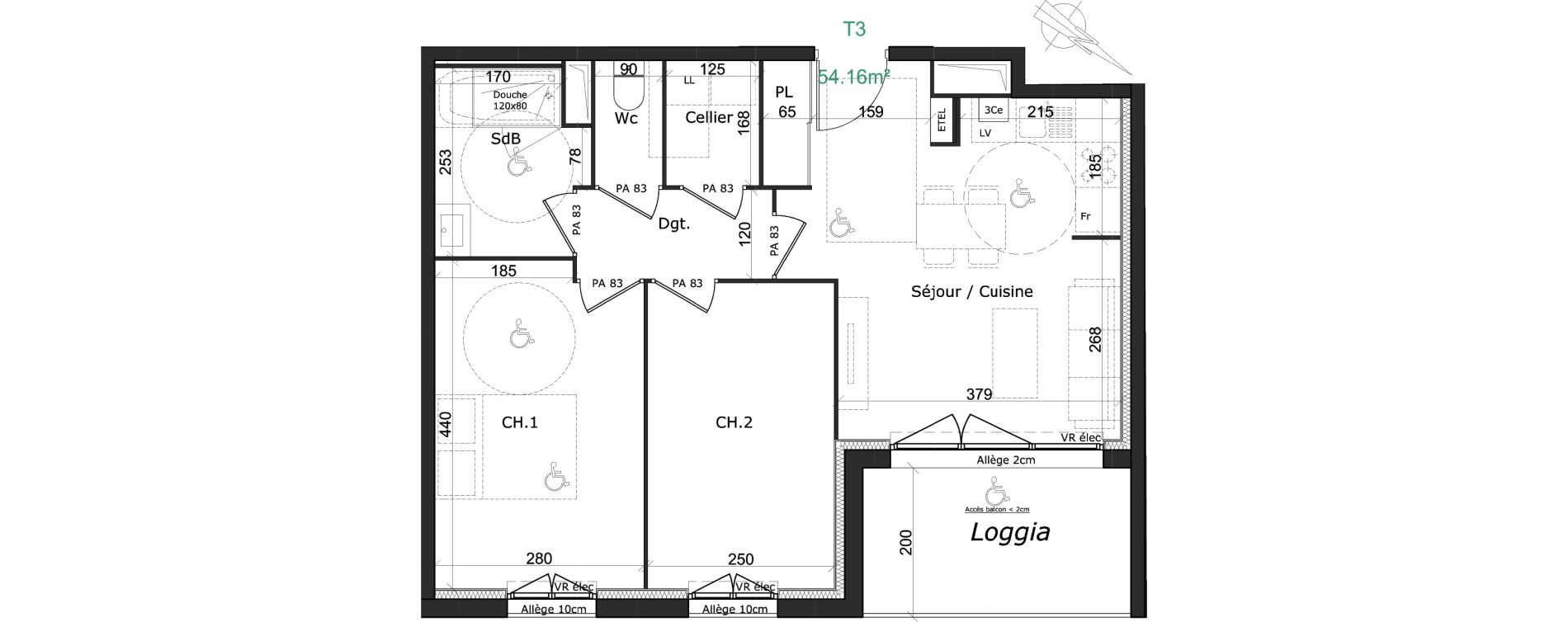 Appartement T3 de 54,15 m2 &agrave; Honfleur Centre