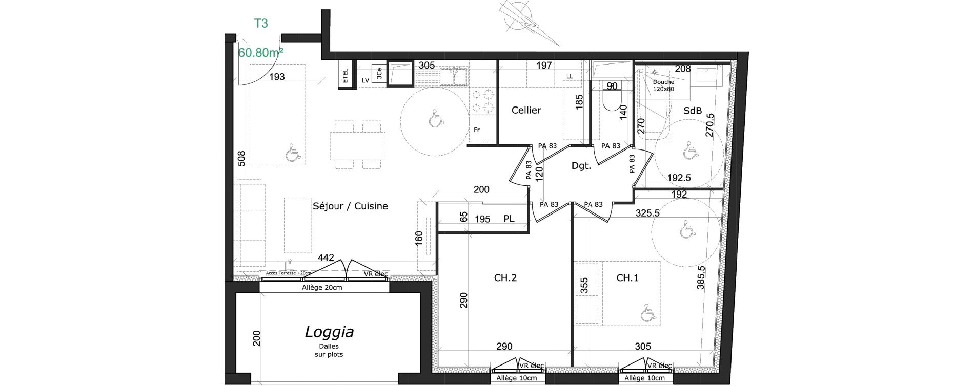Appartement T3 de 60,80 m2 &agrave; Honfleur Centre