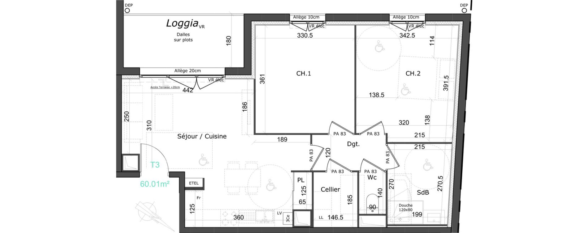 Appartement T3 de 60,01 m2 &agrave; Honfleur Centre