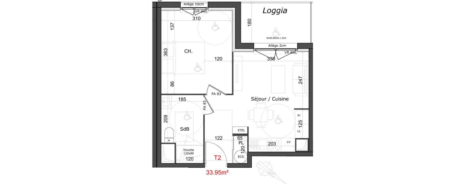 Appartement T2 de 33,95 m2 &agrave; Honfleur Centre