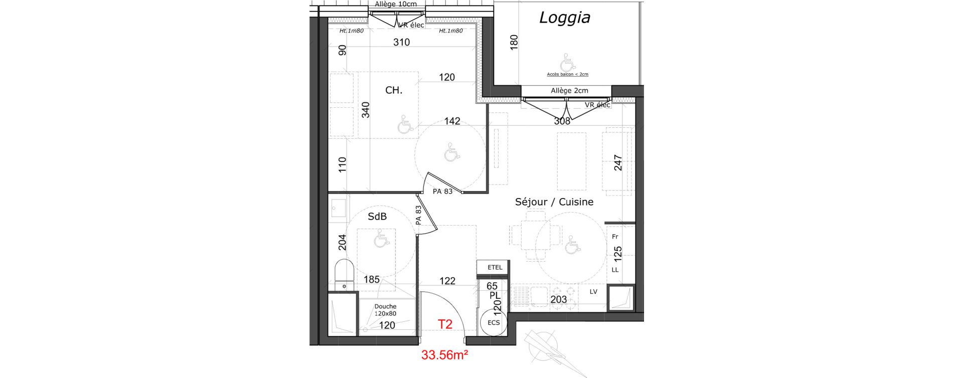 Appartement T2 de 33,55 m2 &agrave; Honfleur Centre