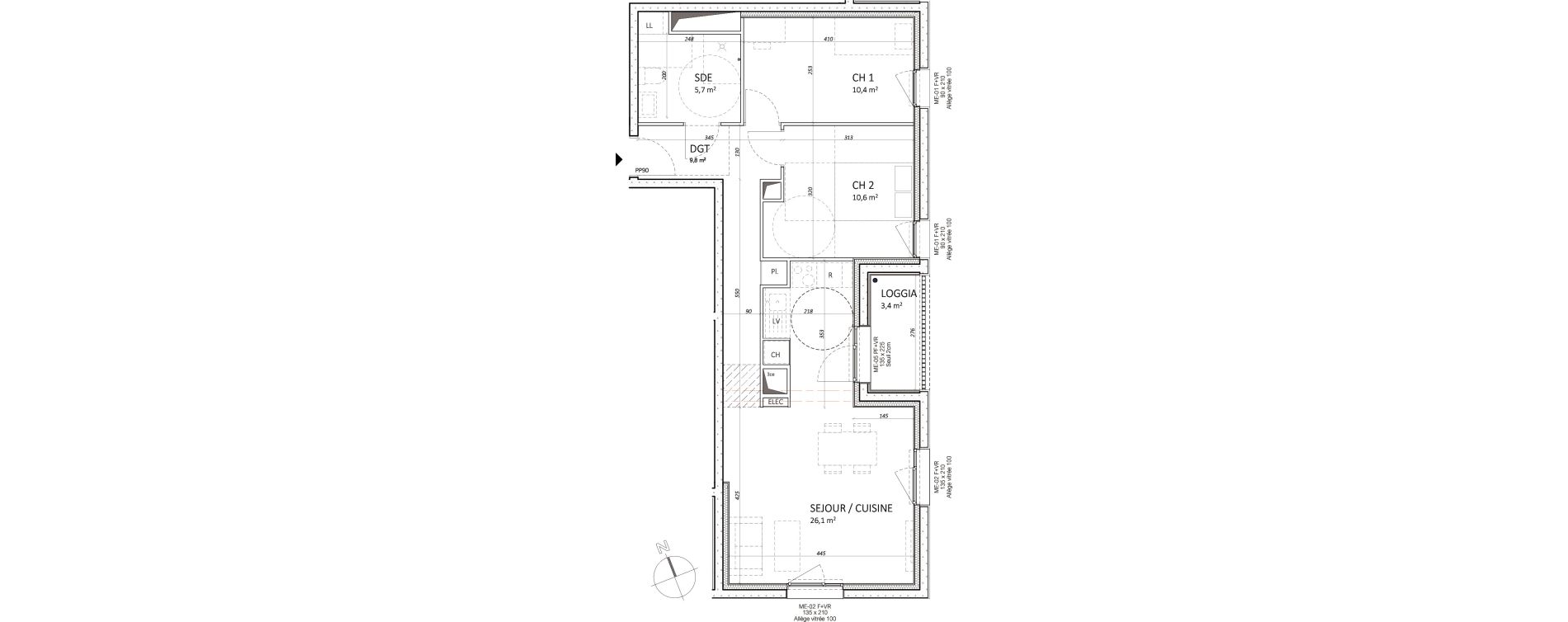 Appartement T3 de 62,60 m2 &agrave; Honfleur Centre