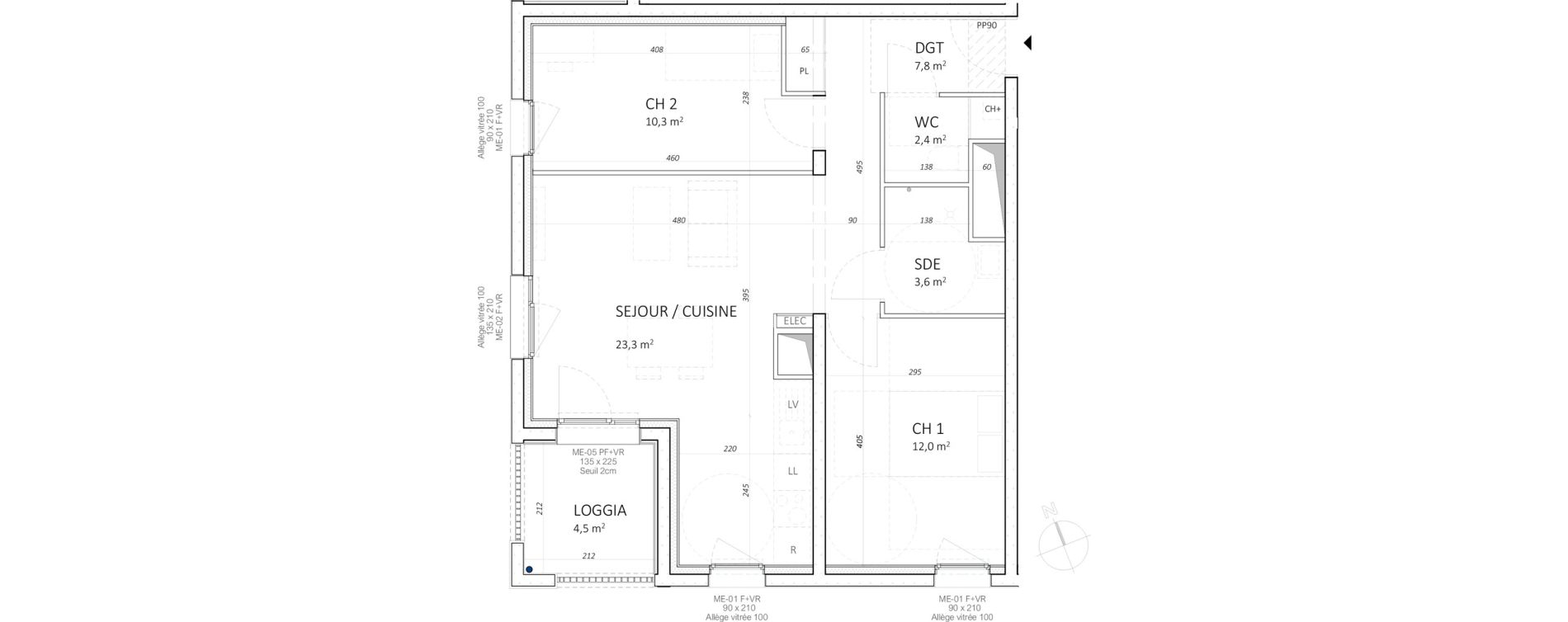 Appartement T3 de 59,40 m2 &agrave; Honfleur Centre