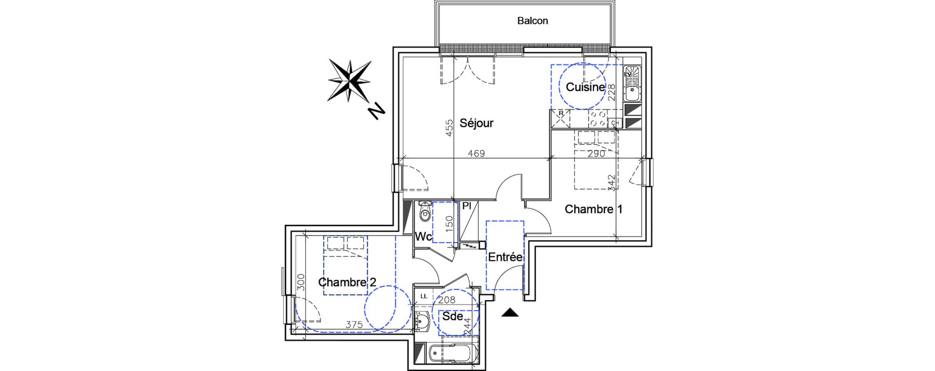 Appartement T3 de 64,80 m2 &agrave; Honfleur Centre