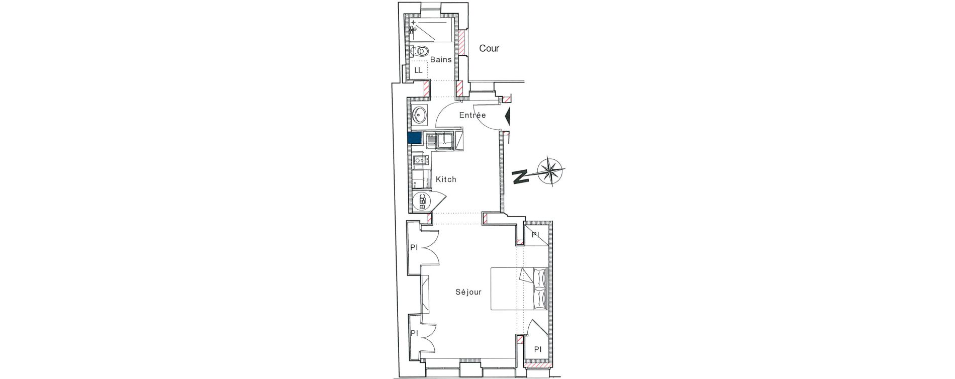 Appartement T1 de 38,45 m2 &agrave; Honfleur Centre