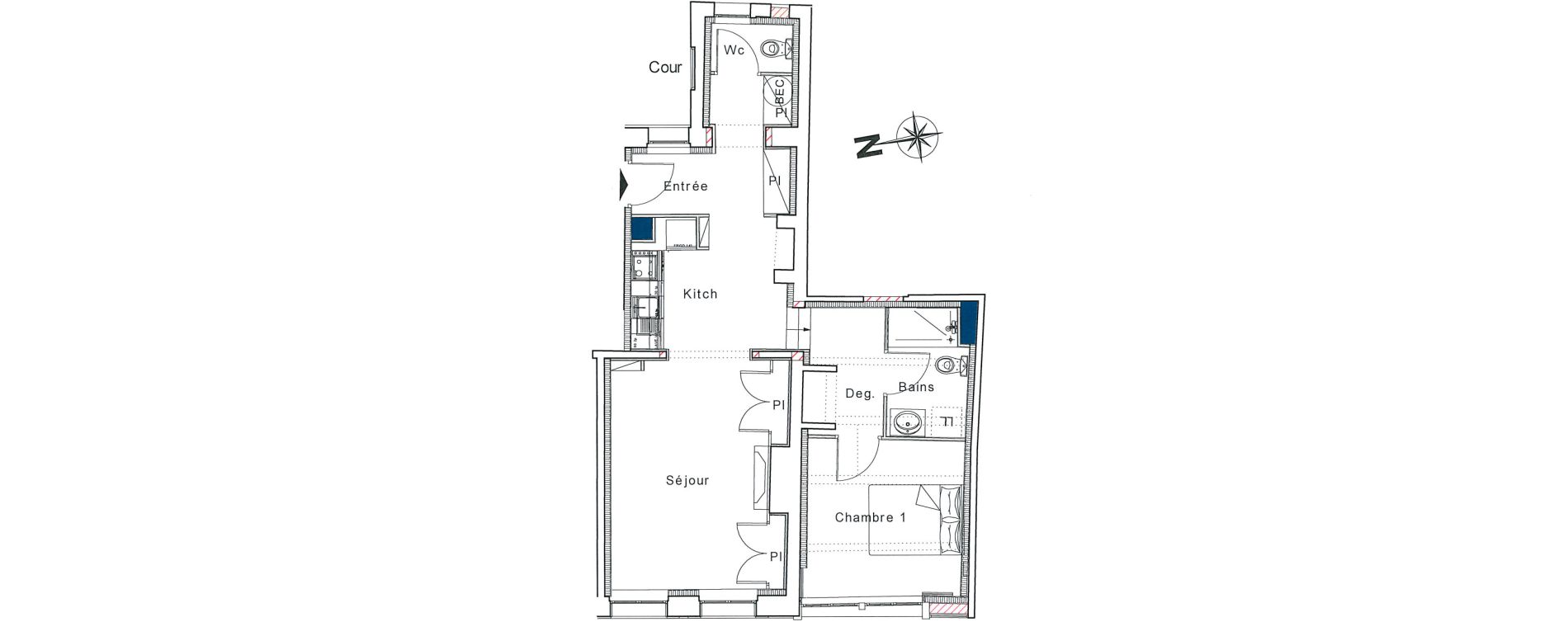 Appartement T2 de 54,10 m2 &agrave; Honfleur Centre