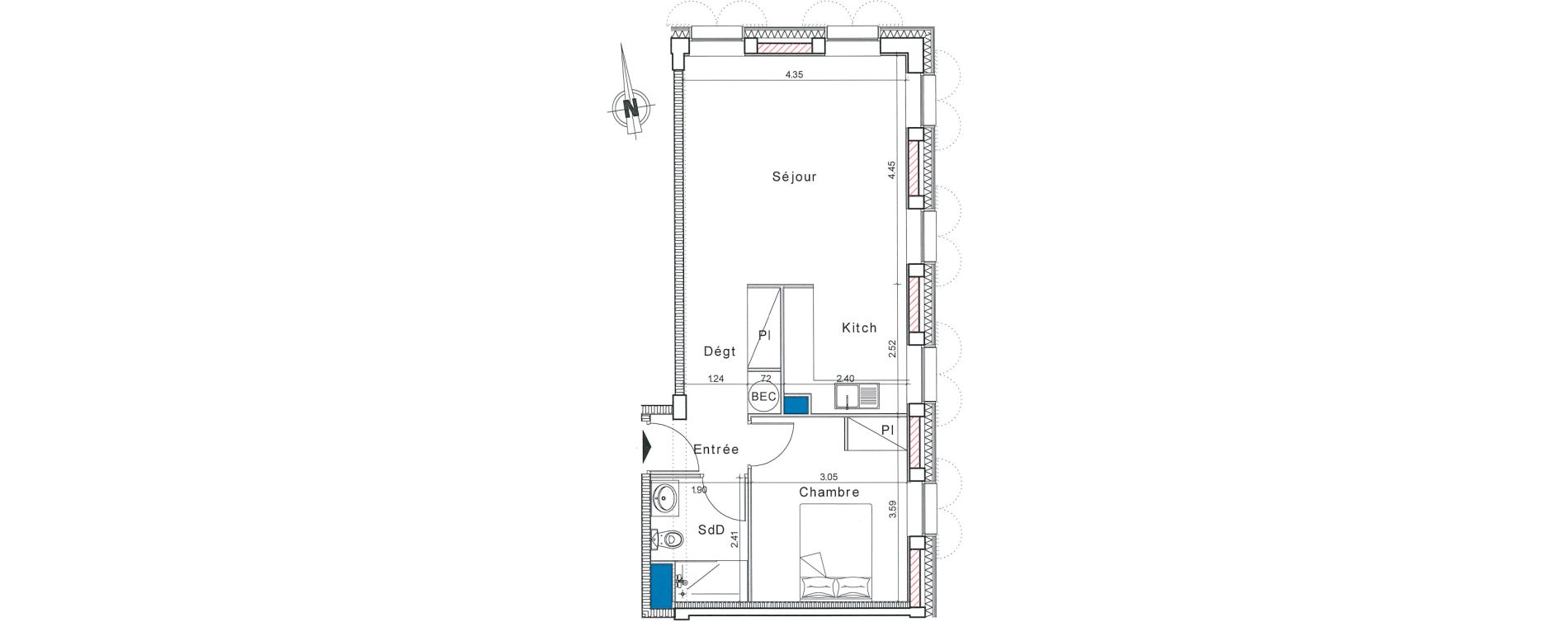Appartement T2 de 47,15 m2 &agrave; Honfleur Centre