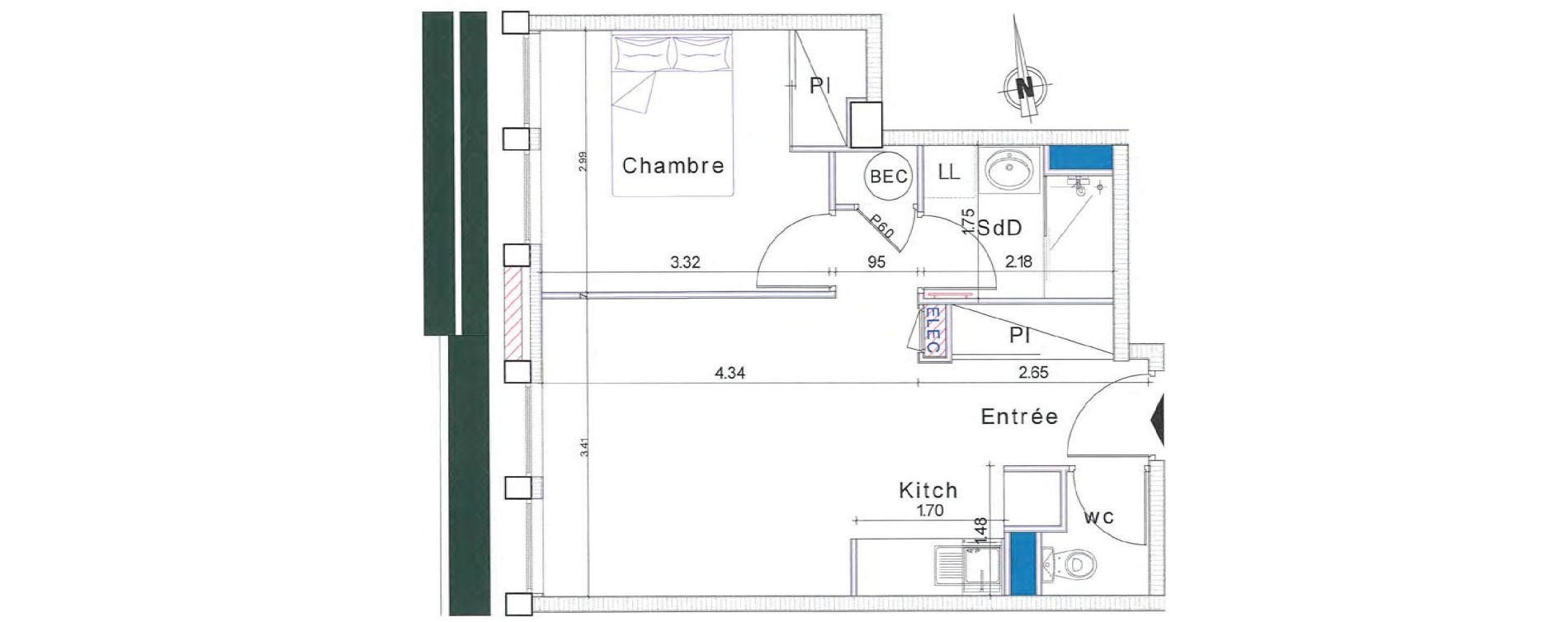 Appartement T2 de 38,45 m2 &agrave; Honfleur Centre