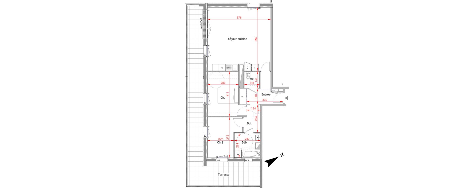 Appartement T3 de 72,92 m2 &agrave; Honfleur Centre