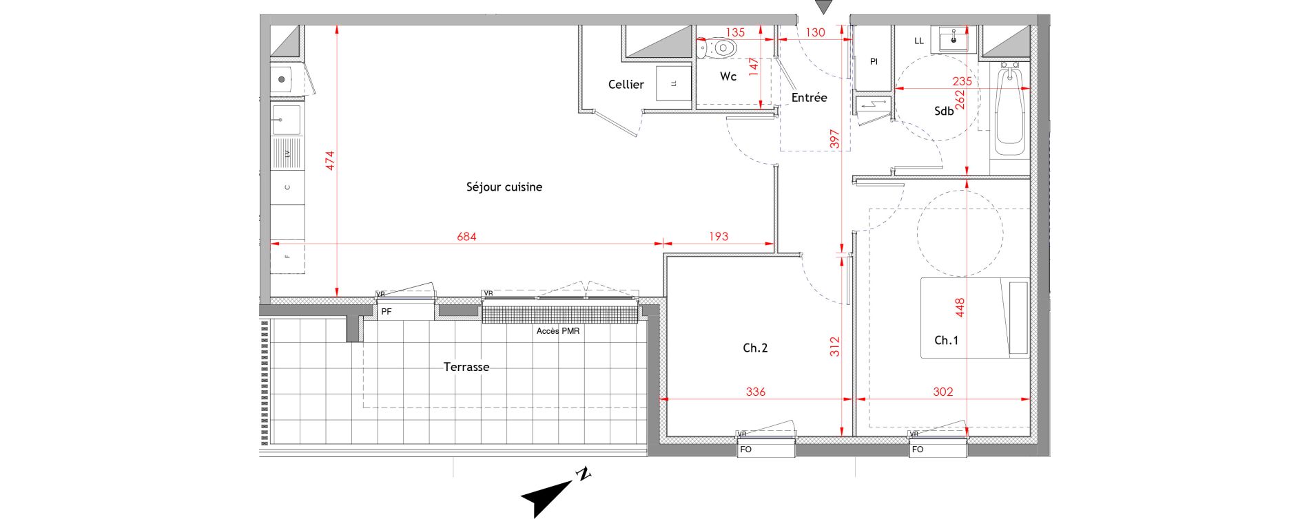 Appartement T3 de 74,15 m2 &agrave; Honfleur Centre