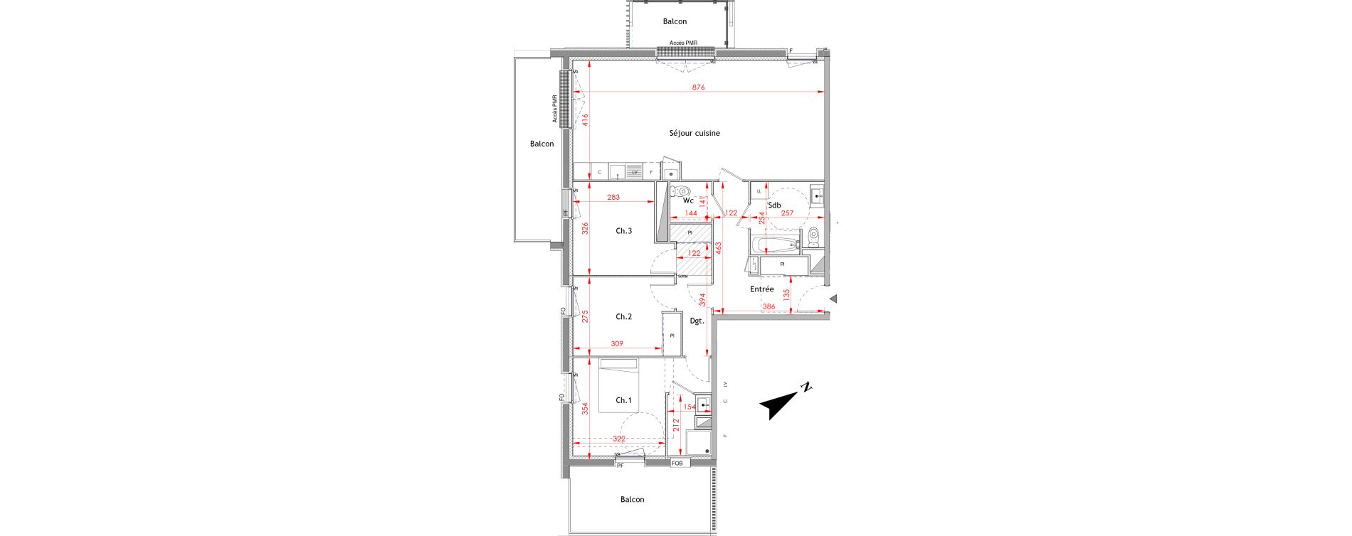 Appartement T4 de 96,25 m2 &agrave; Honfleur Centre
