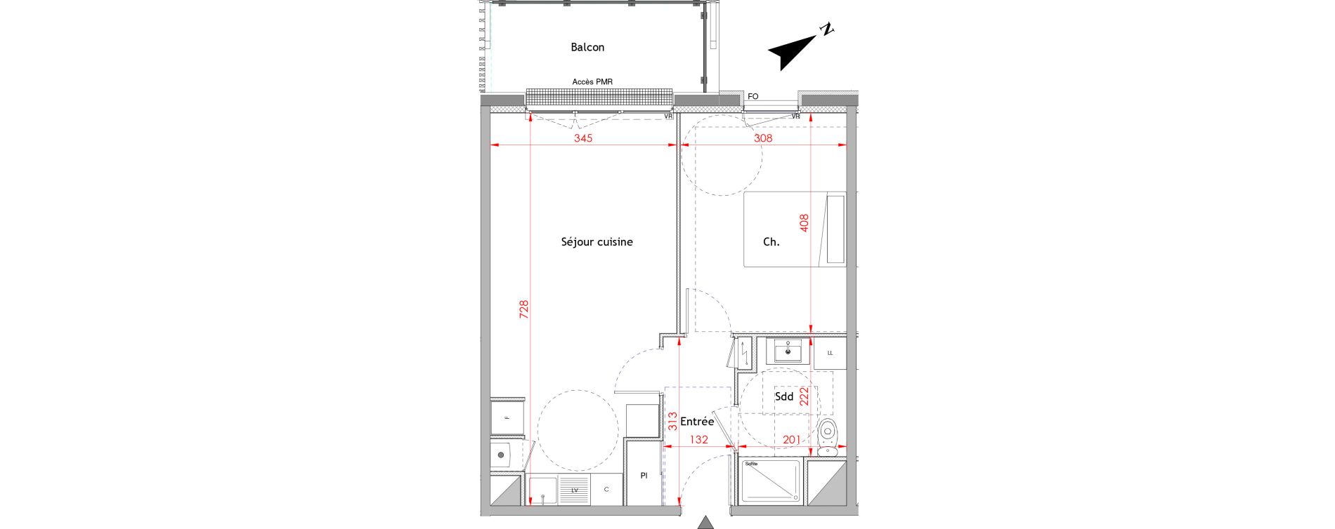 Appartement T2 de 45,60 m2 &agrave; Honfleur Centre