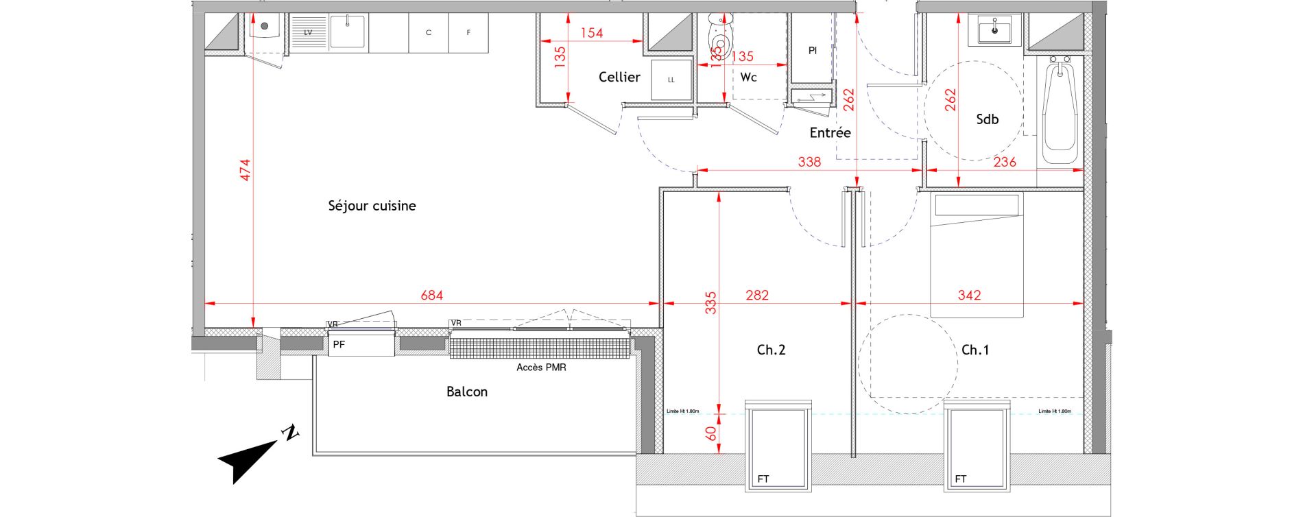 Appartement T3 de 67,45 m2 &agrave; Honfleur Centre