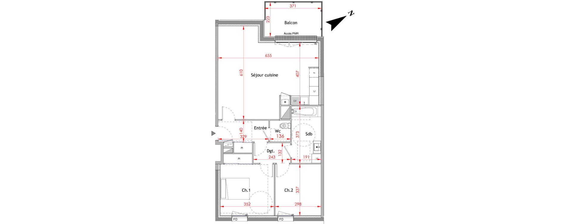 Appartement T3 de 74,39 m2 &agrave; Honfleur Centre