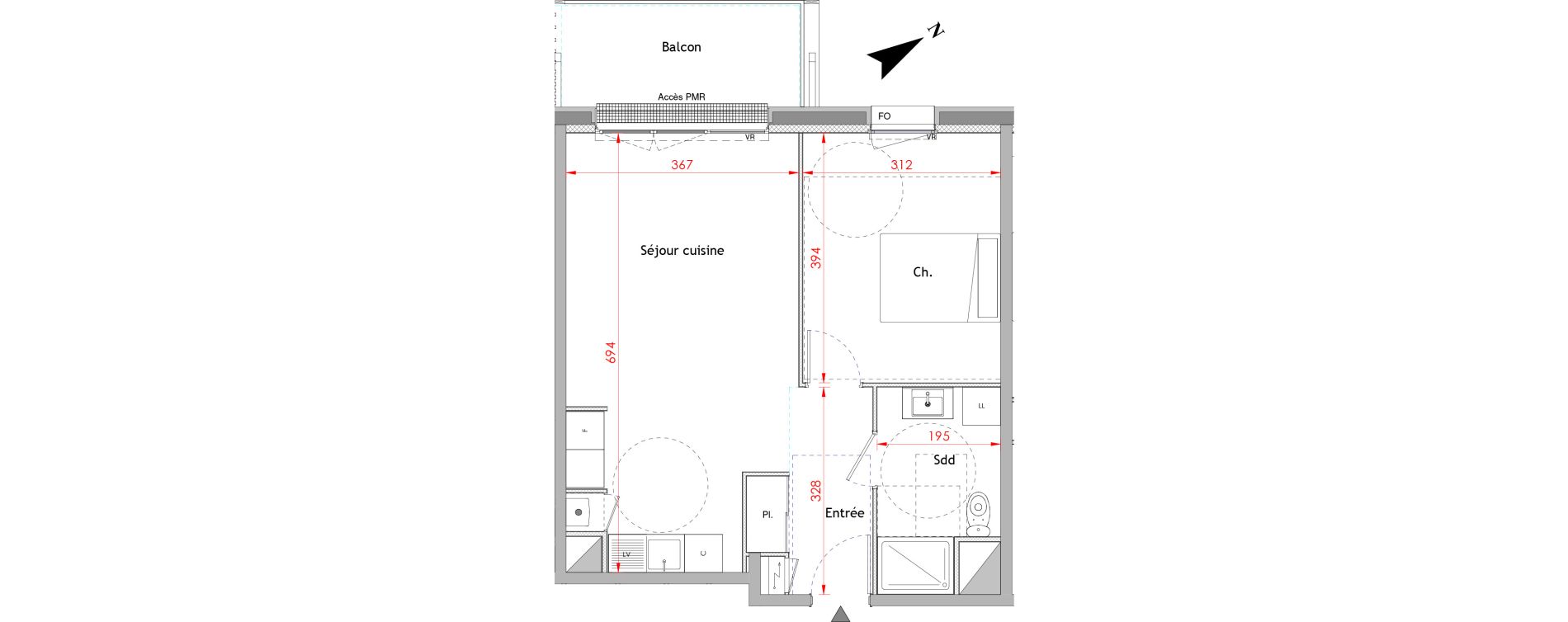 Appartement T2 de 46,45 m2 &agrave; Honfleur Centre