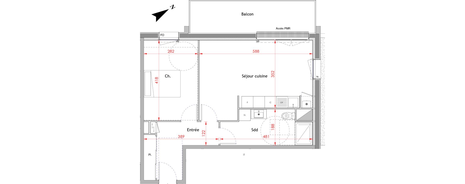 Appartement T2 de 49,37 m2 &agrave; Honfleur Centre