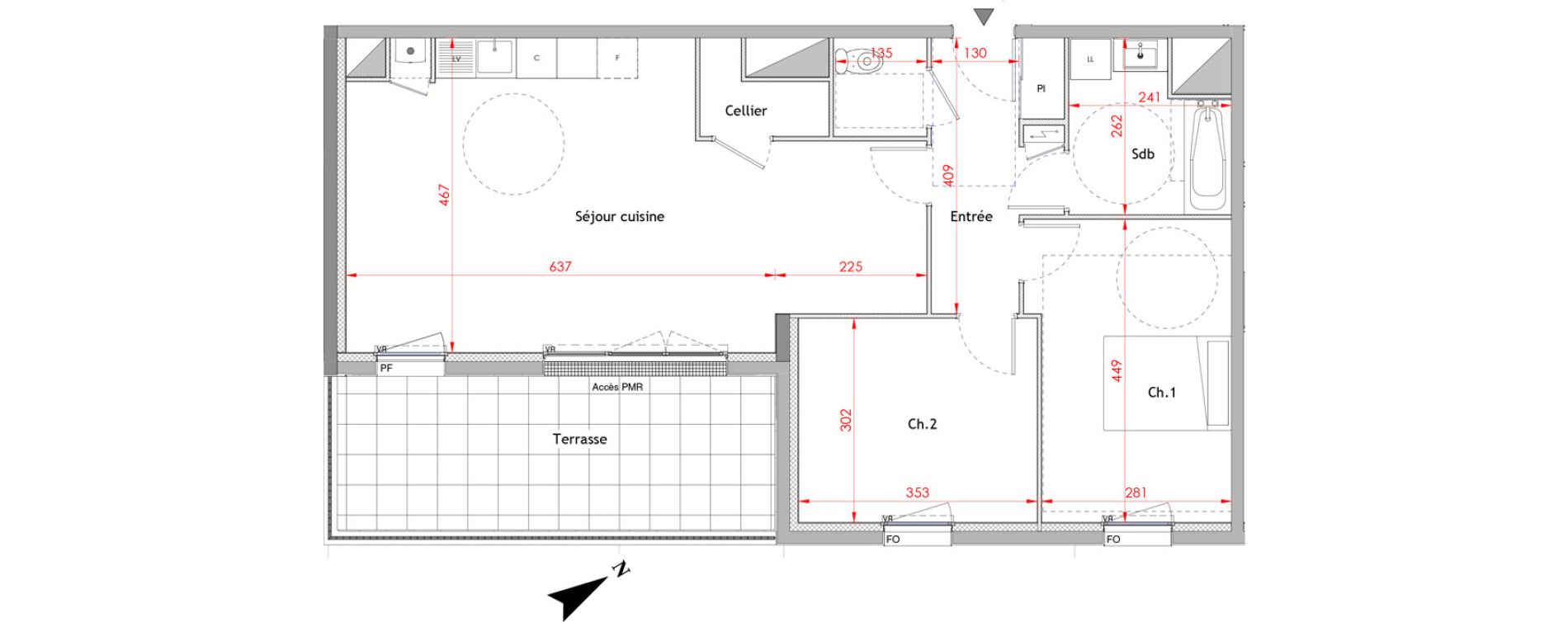 Appartement T3 de 73,06 m2 &agrave; Honfleur Centre