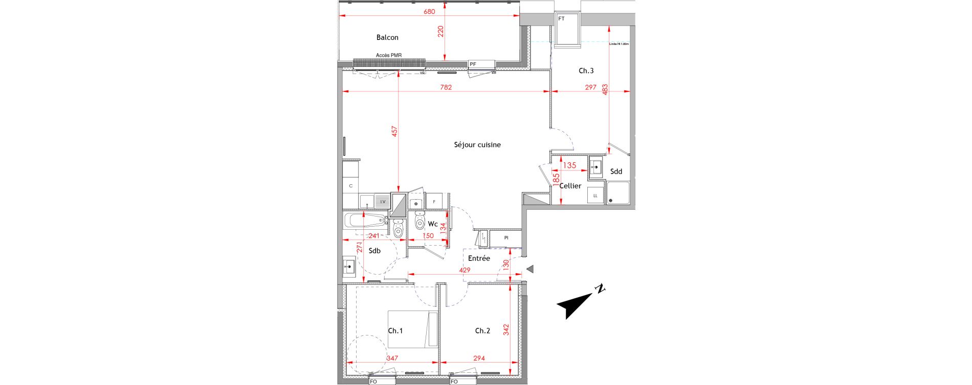 Appartement T4 de 97,48 m2 &agrave; Honfleur Centre