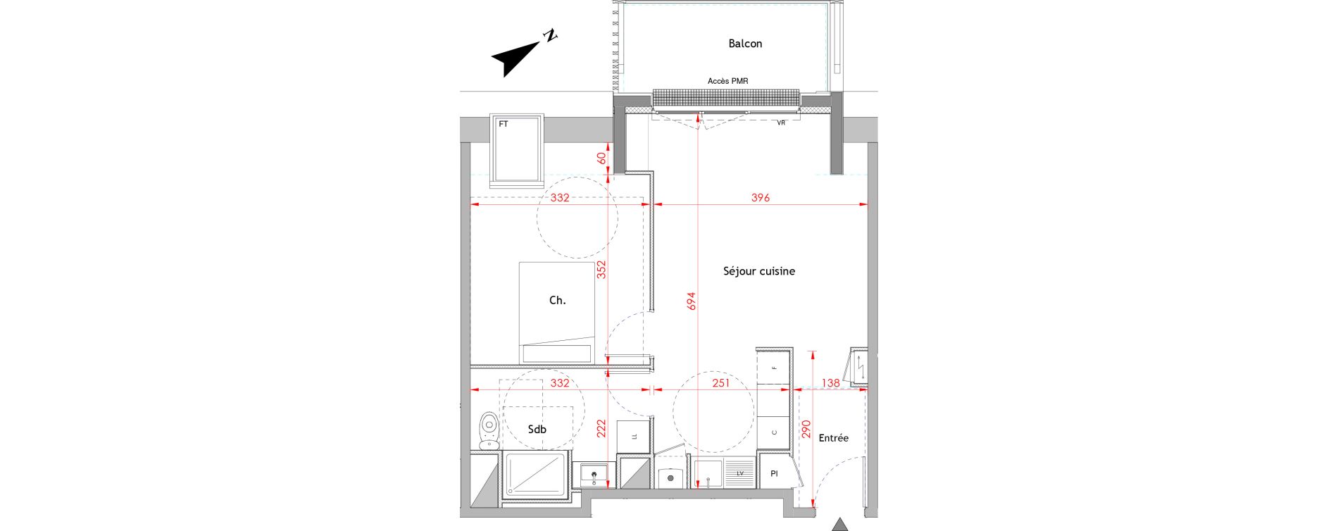 Appartement T2 de 45,48 m2 &agrave; Honfleur Centre