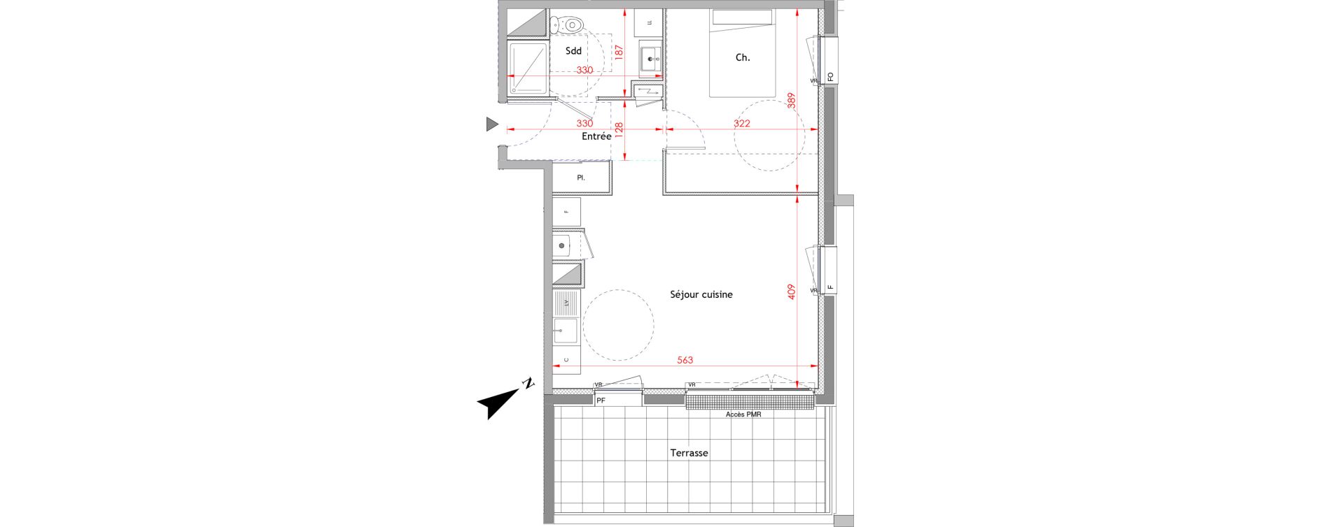 Appartement T2 de 46,19 m2 &agrave; Honfleur Centre