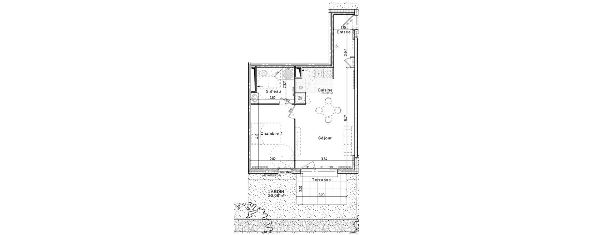 Appartement T2 de 46,64 m2 &agrave; Honfleur Centre