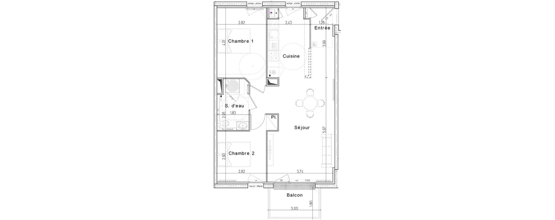 Appartement T3 de 64,56 m2 &agrave; Honfleur Centre