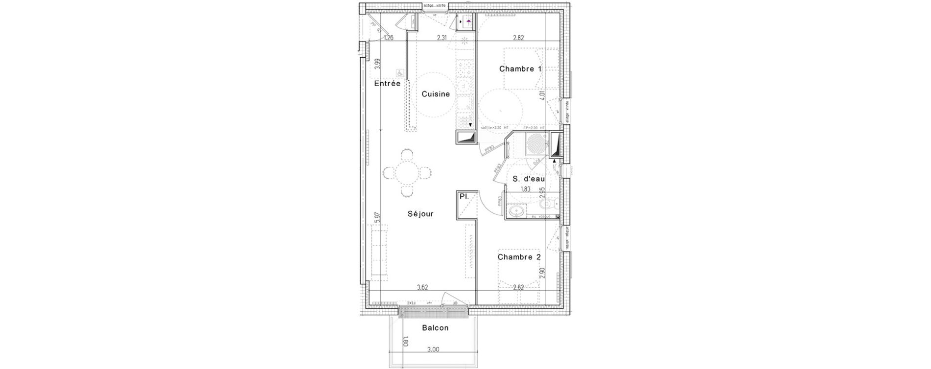 Appartement T3 de 63,35 m2 &agrave; Honfleur Centre