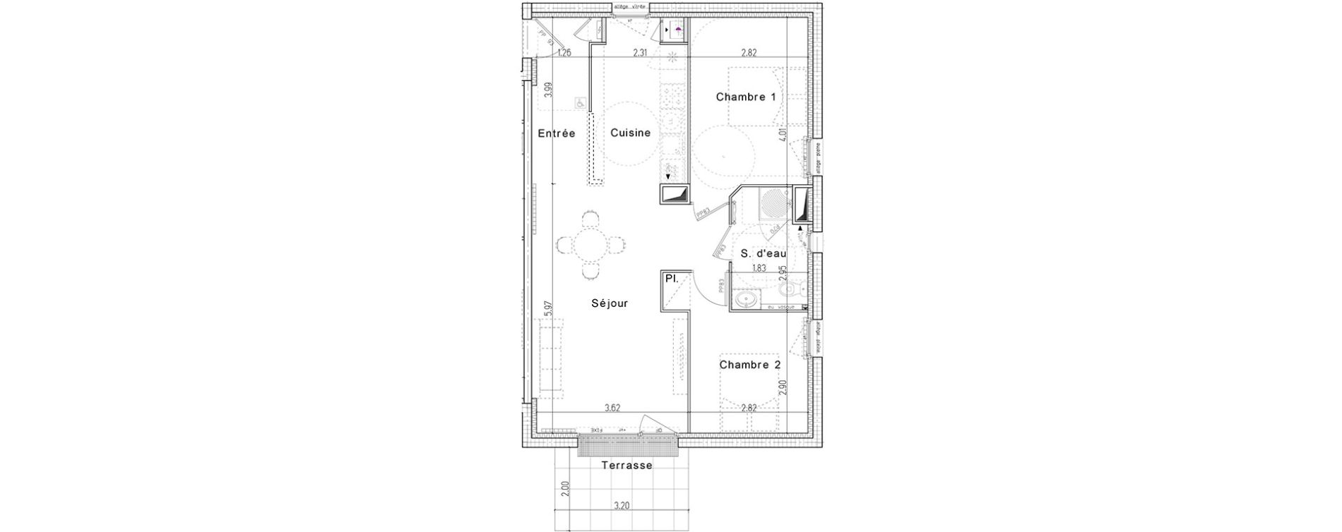 Appartement T3 de 63,35 m2 &agrave; Honfleur Centre