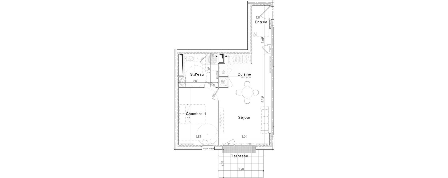 Appartement T2 de 46,17 m2 &agrave; Honfleur Centre