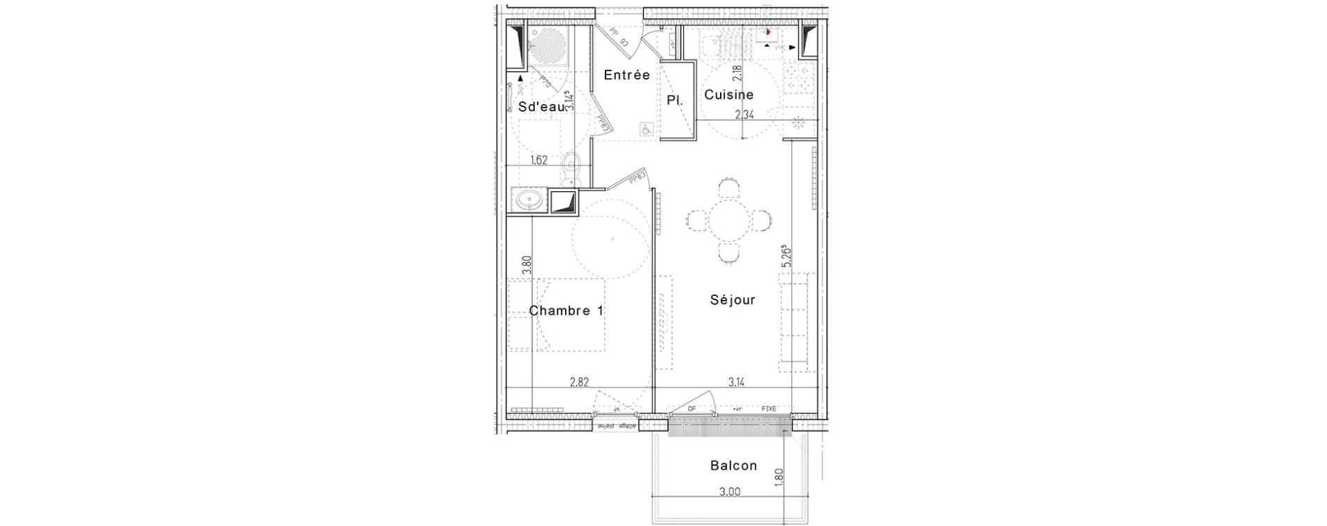 Appartement T2 de 43,12 m2 &agrave; Honfleur Centre