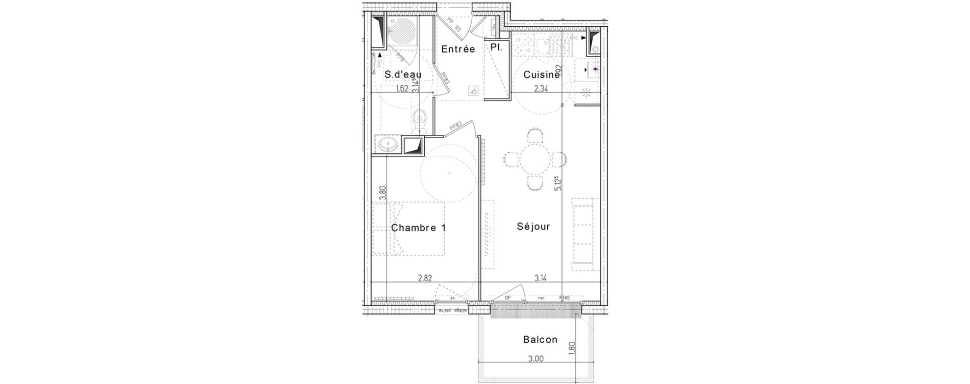 Appartement T2 de 42,06 m2 &agrave; Honfleur Centre