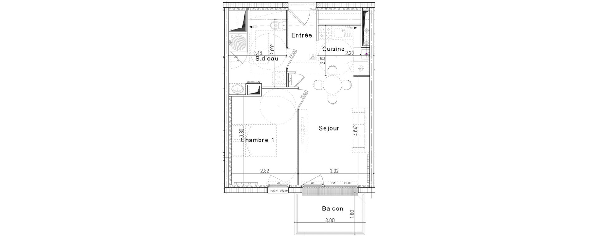 Appartement T2 de 40,14 m2 &agrave; Honfleur Centre