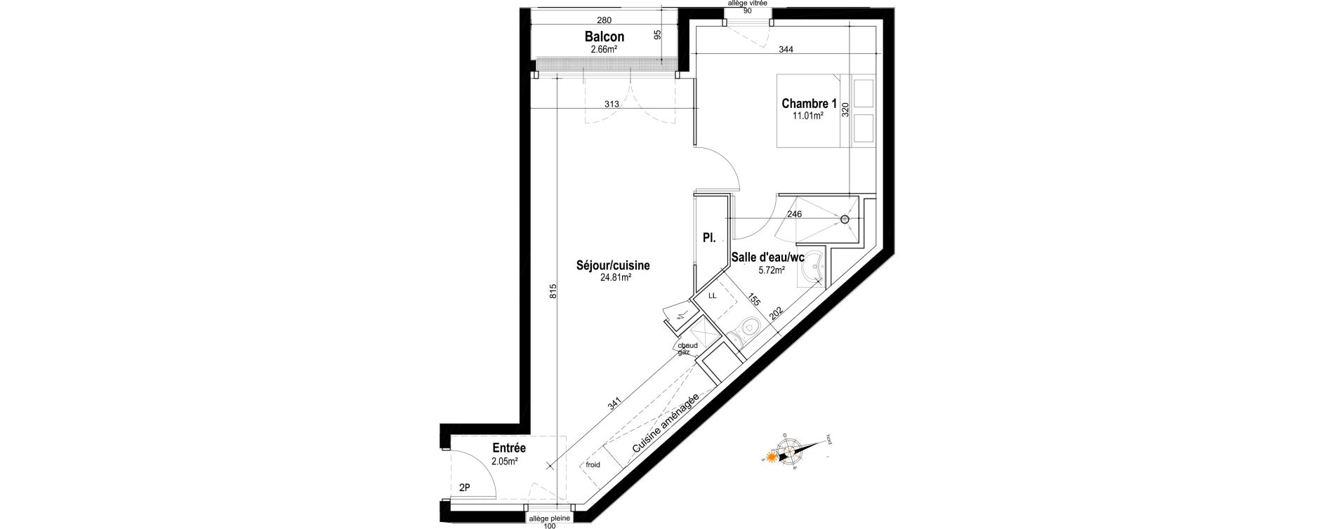 Appartement T2 de 43,59 m2 &agrave; Honfleur Centre