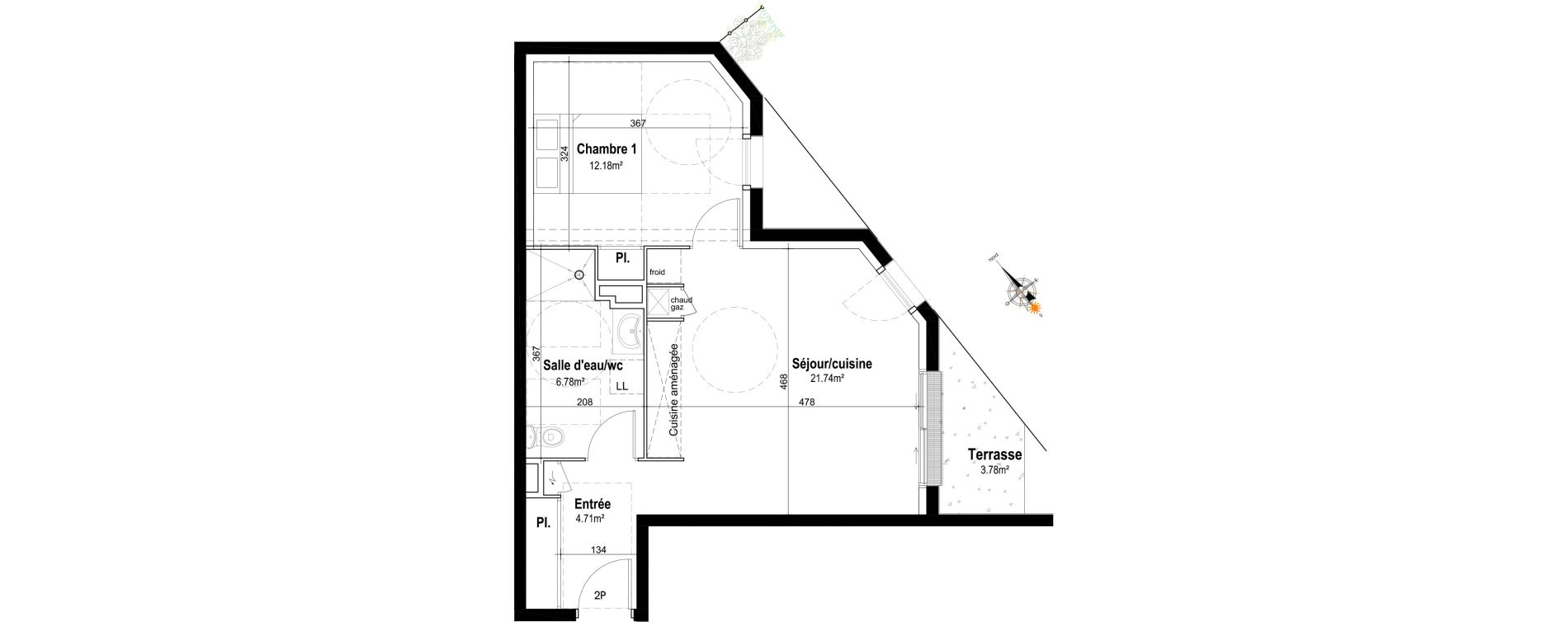 Appartement T2 de 45,41 m2 &agrave; Honfleur Centre
