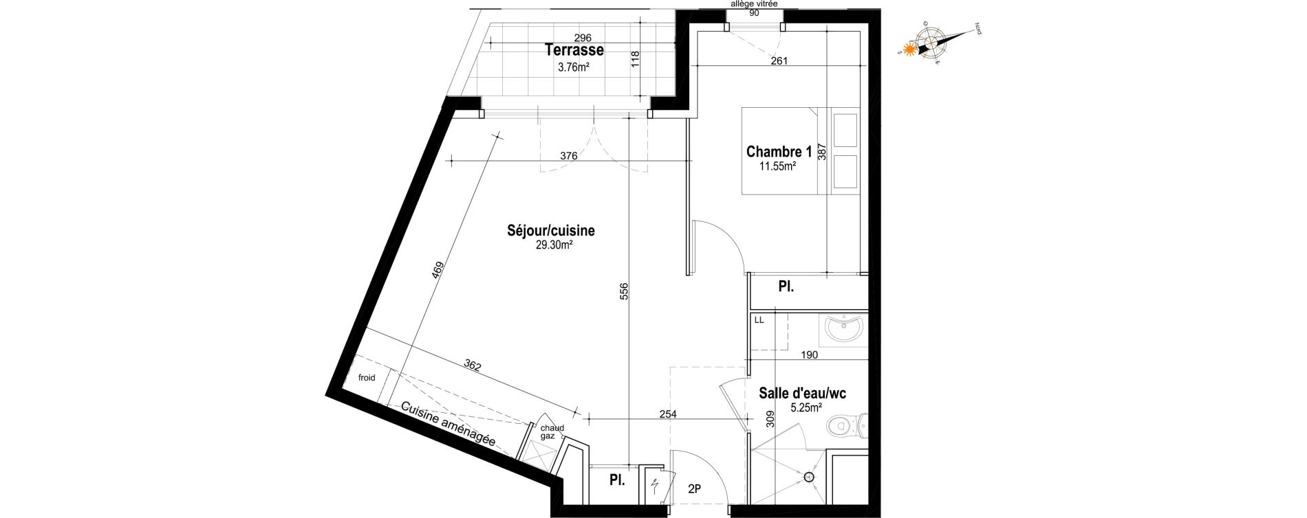 Appartement T2 de 46,10 m2 &agrave; Honfleur Centre