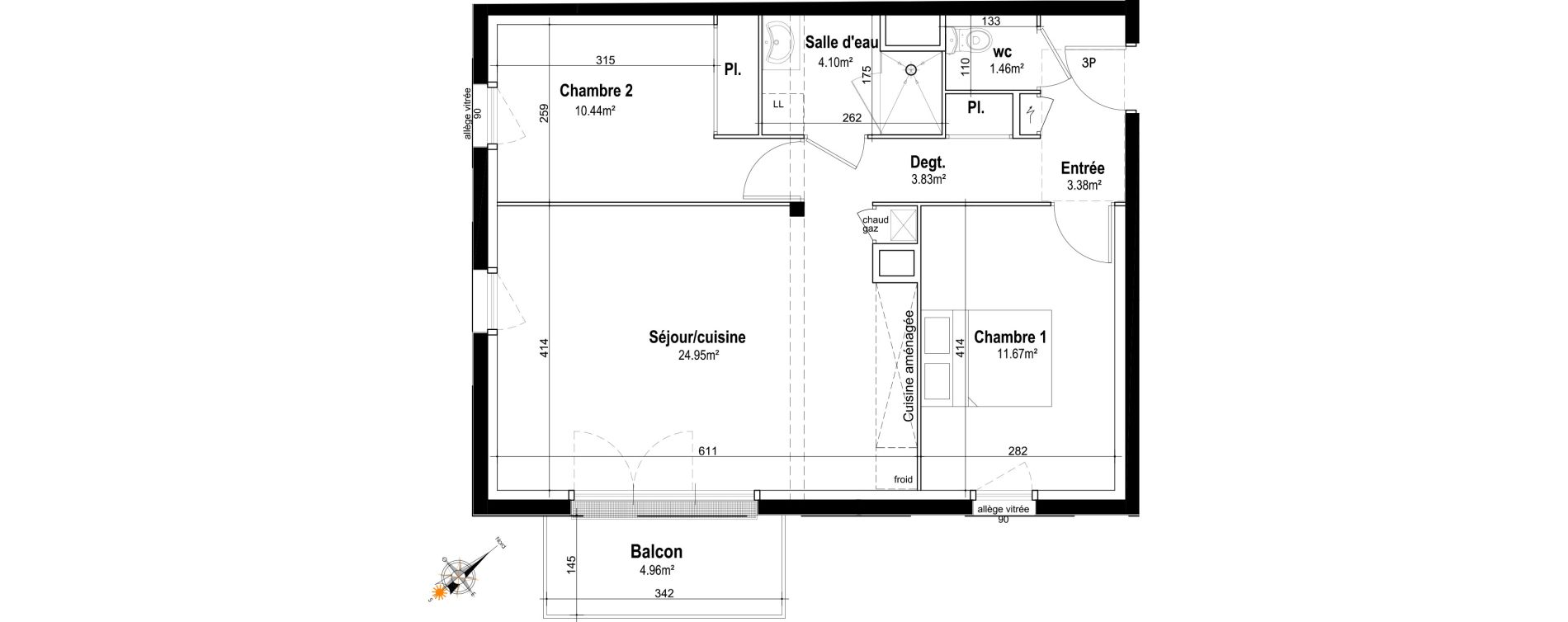 Appartement T3 de 59,83 m2 &agrave; Honfleur Centre