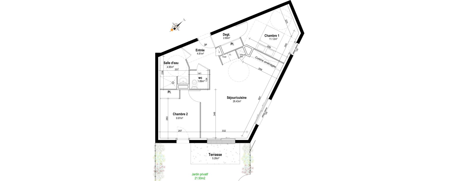 Appartement T3 de 61,86 m2 &agrave; Honfleur Centre