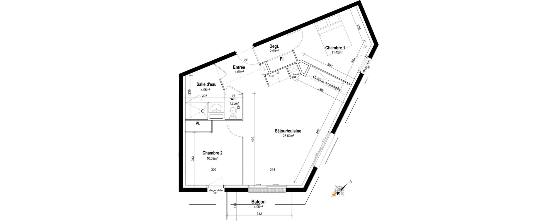 Appartement T3 de 61,90 m2 &agrave; Honfleur Centre
