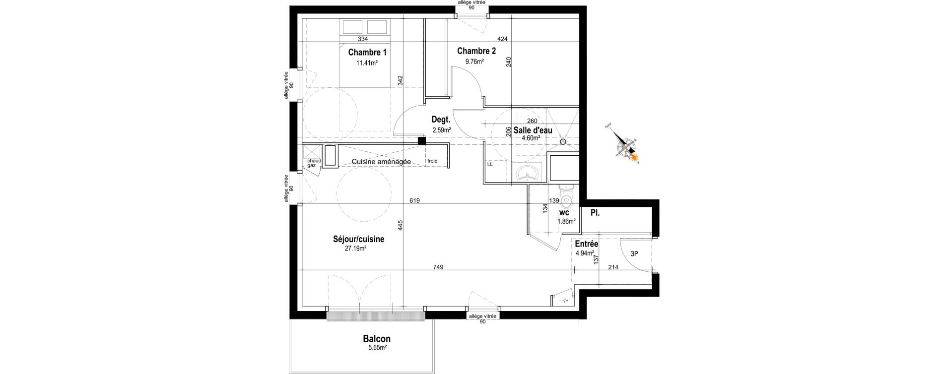 Appartement T3 de 62,35 m2 &agrave; Honfleur Centre