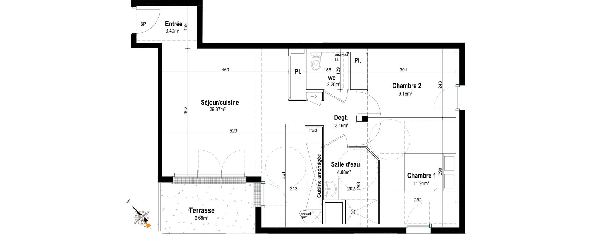 Appartement T3 de 64,08 m2 &agrave; Honfleur Centre