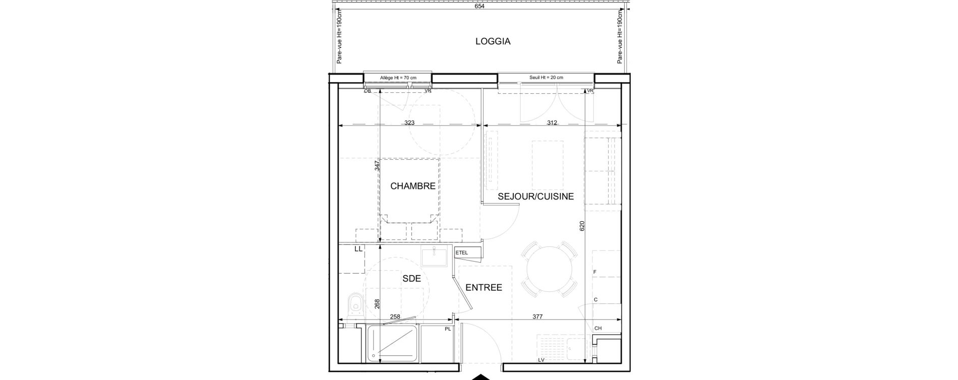 Appartement T2 de 38,02 m2 &agrave; Ifs Centre