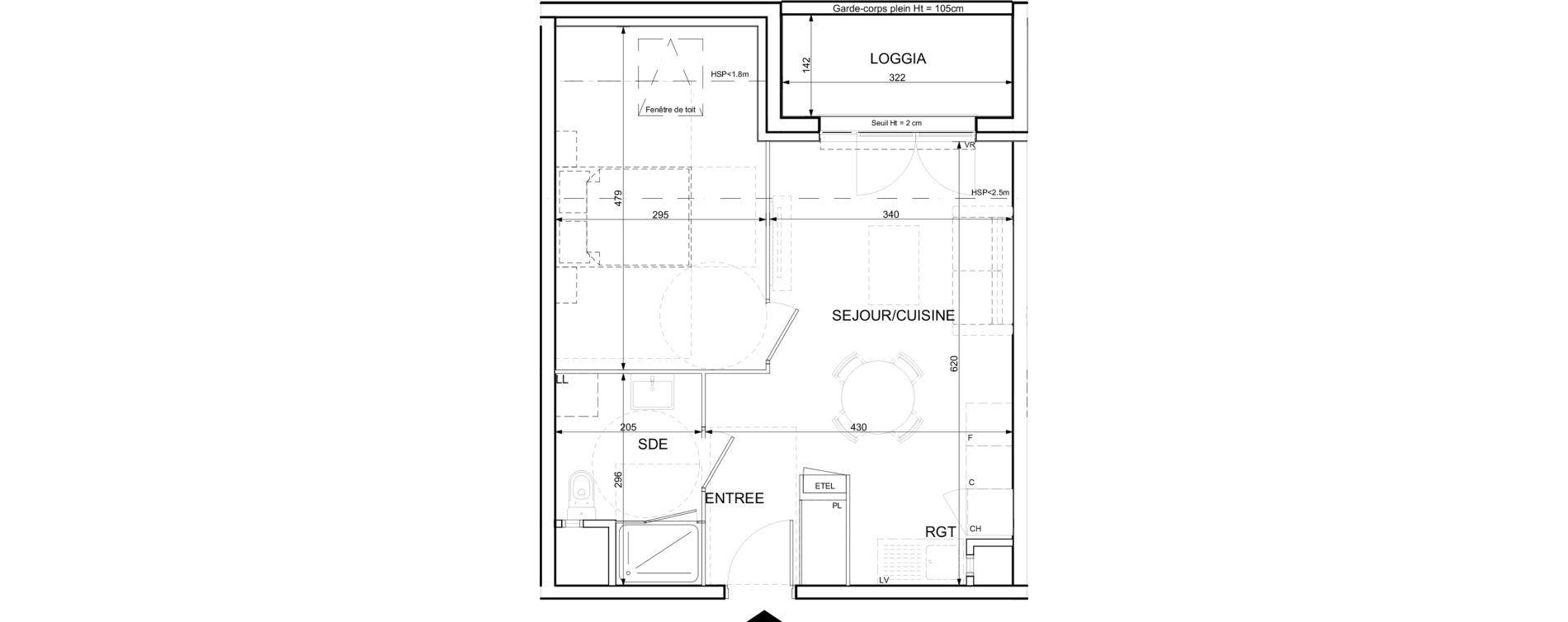 Appartement T2 de 40,08 m2 &agrave; Ifs Centre