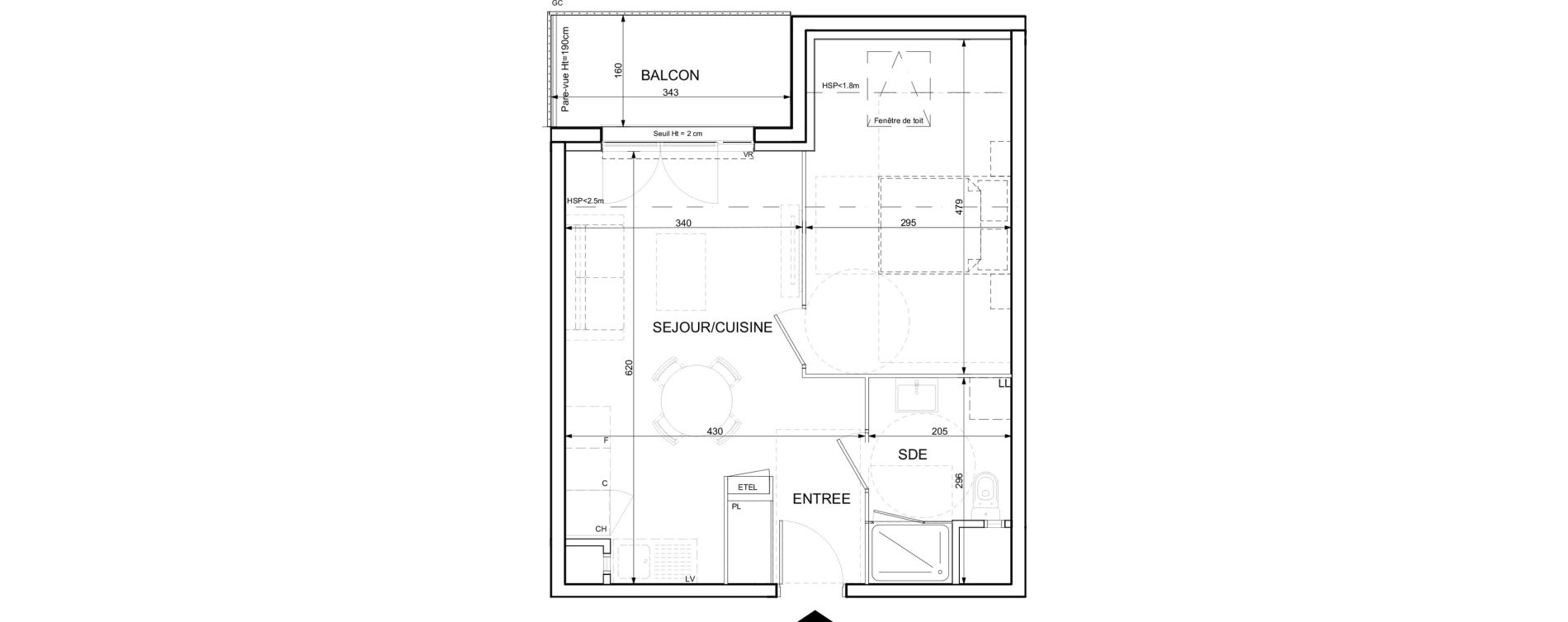 Appartement T2 de 40,09 m2 &agrave; Ifs Centre